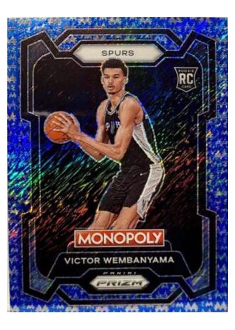 2023 Panini Prizm Monopoly Victor Wembanyama Blue Millionaire Shimmer #81 card