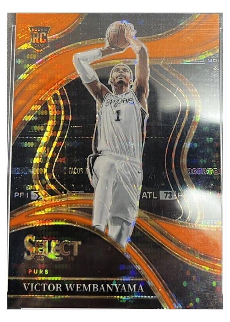 2023 Panini Select Victor Wembanyama Pulsar Neon Orange FOTL Prizm #288 card