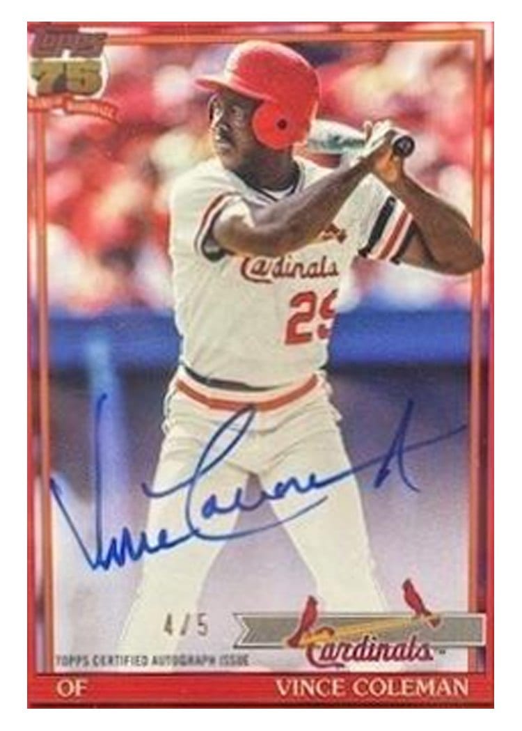 2026 Topps 1991 Topps Autographs Vince Coleman #91A-VC card