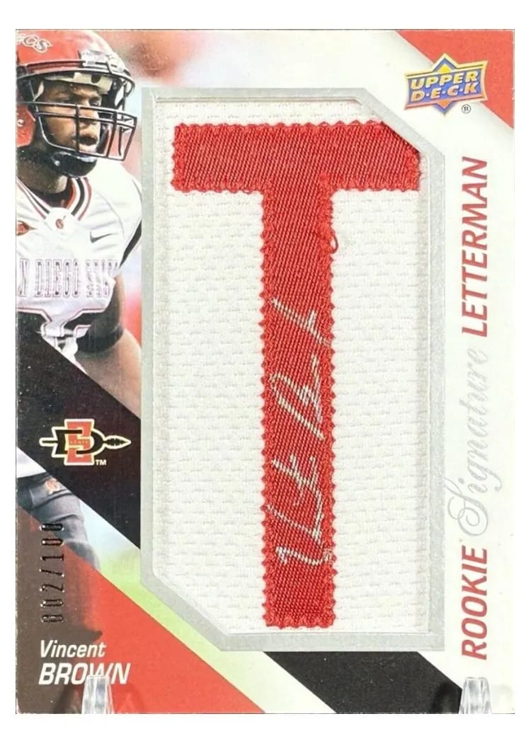 2011 Upper Deck Rookie Letterman Autograph Vincent Brown #RSL-VB card