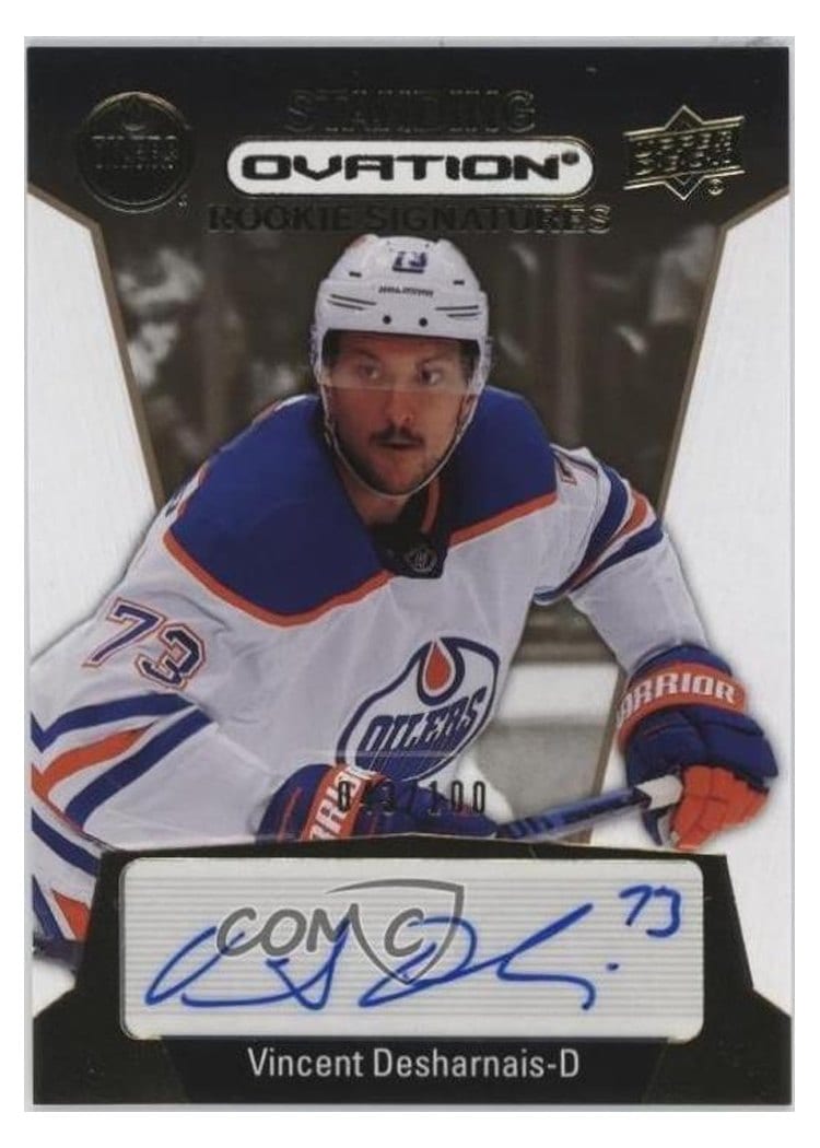2023-24 Upper Deck Ovation Standing Ovation Rookie Signatures Vincent Desharnais #SORS-VD card