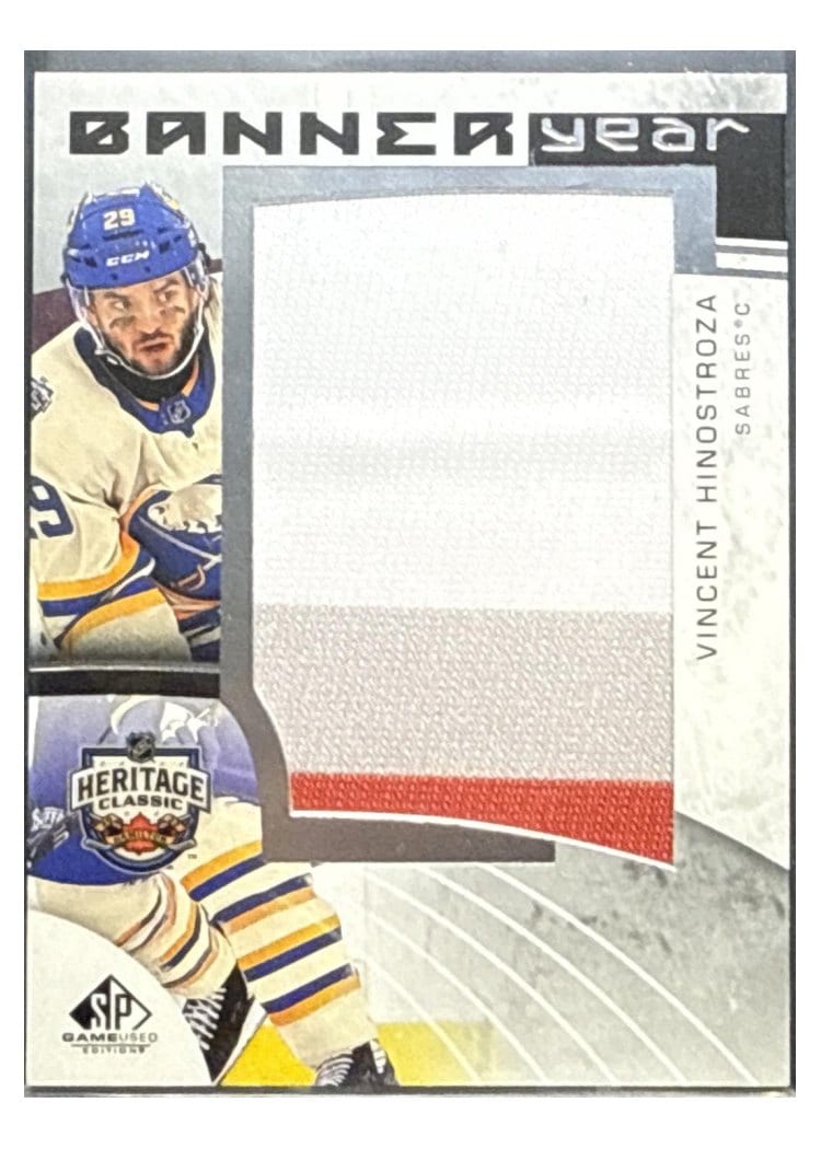 2022-23 SP Game Used 2022 NHL Heritage Classic Banner Year Relics Vincent Hinostroza #BYHC-VH card