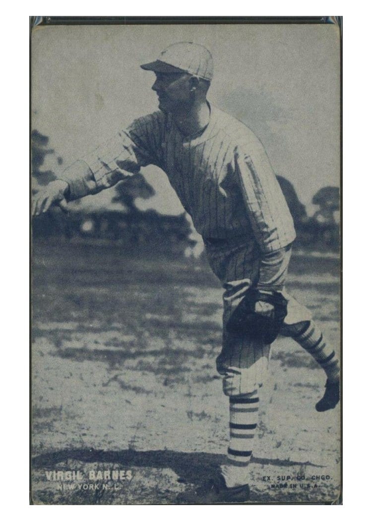 1928 Exhibits Virgil Barnes card
