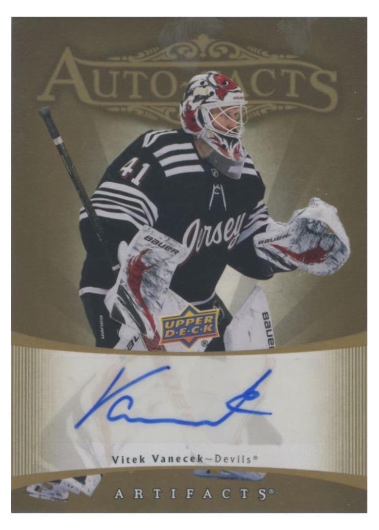 2023-24 Upper Deck Artifacts 2005-06 Retro - Autograph Facts Vitek Vanecek #RAF-VV card