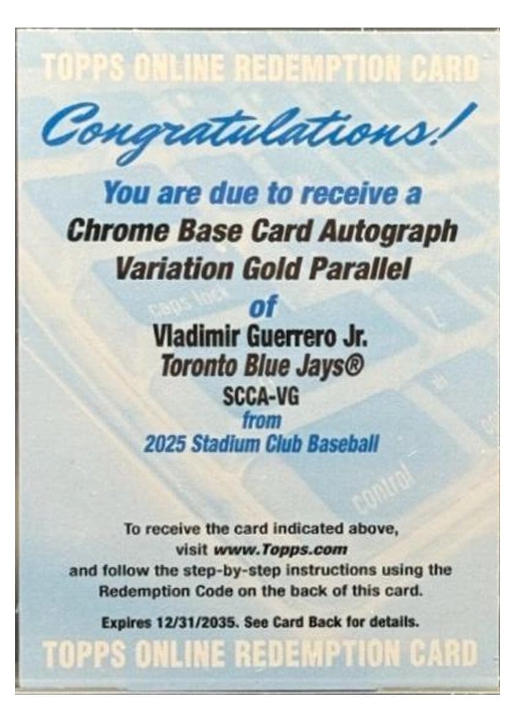 2025 Stadium Club Chrome Autographs Vladimir Guerrero Jr. #SCCA-VG card