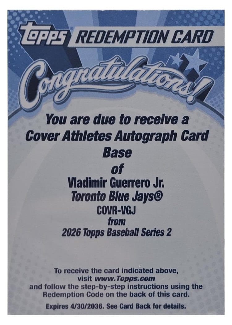 2026 Topps Cover Athletes Autographs Vladimir Guerrero Jr. #COVR-VGJ card