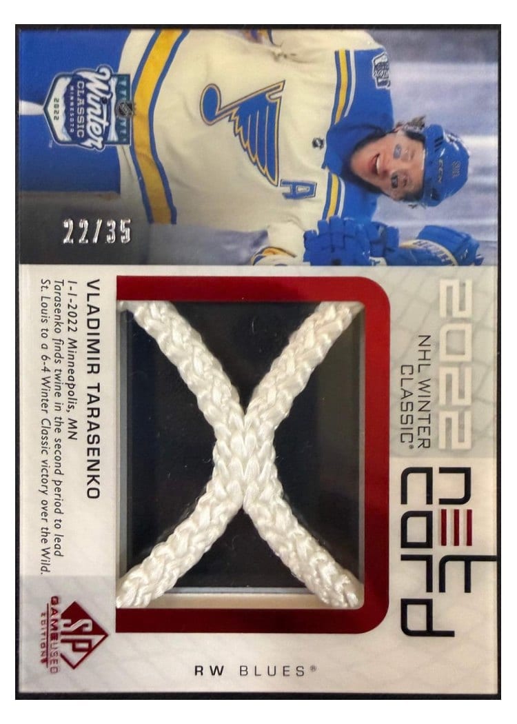 2022-23 SP Game Used 2022 NHL Winter Classic Net Cord Relics Vladimir Tarasenko #WCN-VT card