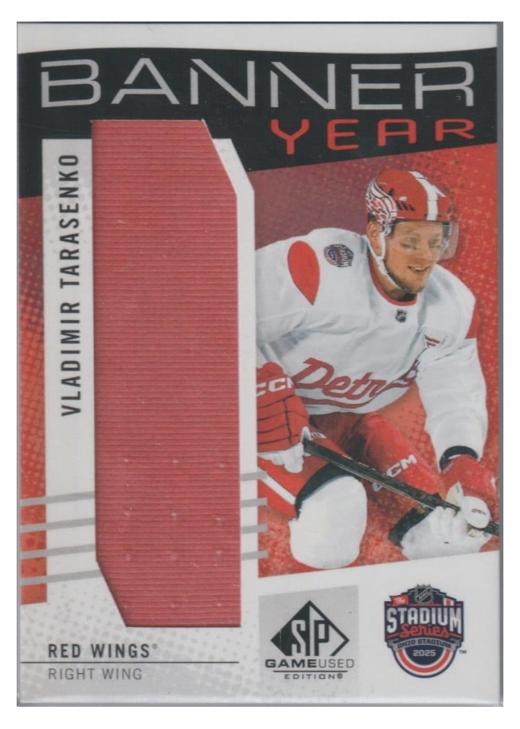 2025-26 SP Game Used 2025 Stadium Series Blue Jackets vs. Red Wings Banner Year Relics Vladimir Tarasenko #BYSS-VT card