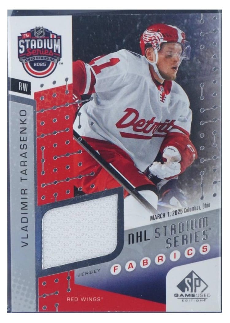 2025-26 SP Game Used 2025 Stadium Series Blue Jackets vs. Red Wings Fabrics Vladimir Tarasenko #SSF-16 card