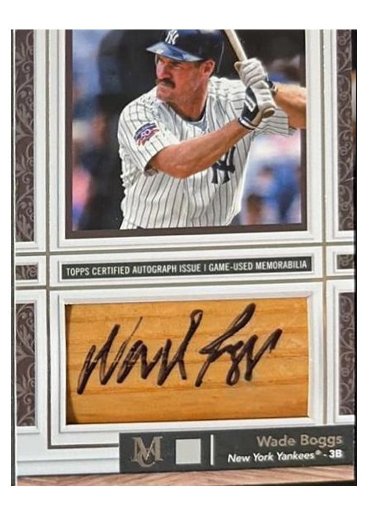 2024 Topps Museum Collection Dual Autographed Jumbo Lumber Bat Relics Book Wade Boggs / Don Mattingly #DAJLB-MBO card