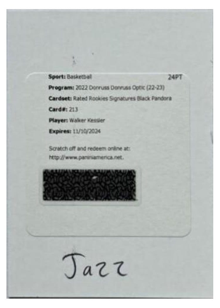 2022-23 Donruss Optic Base Set Walker Kessler #213 card