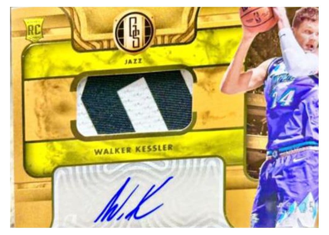 2022-23 Panini Chronicles Gold Standard Rookie Jersey Autographs Walker Kessler #GSJ-WKU card