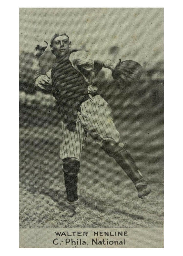 1921 E220 National Caramel Walter Henline card
