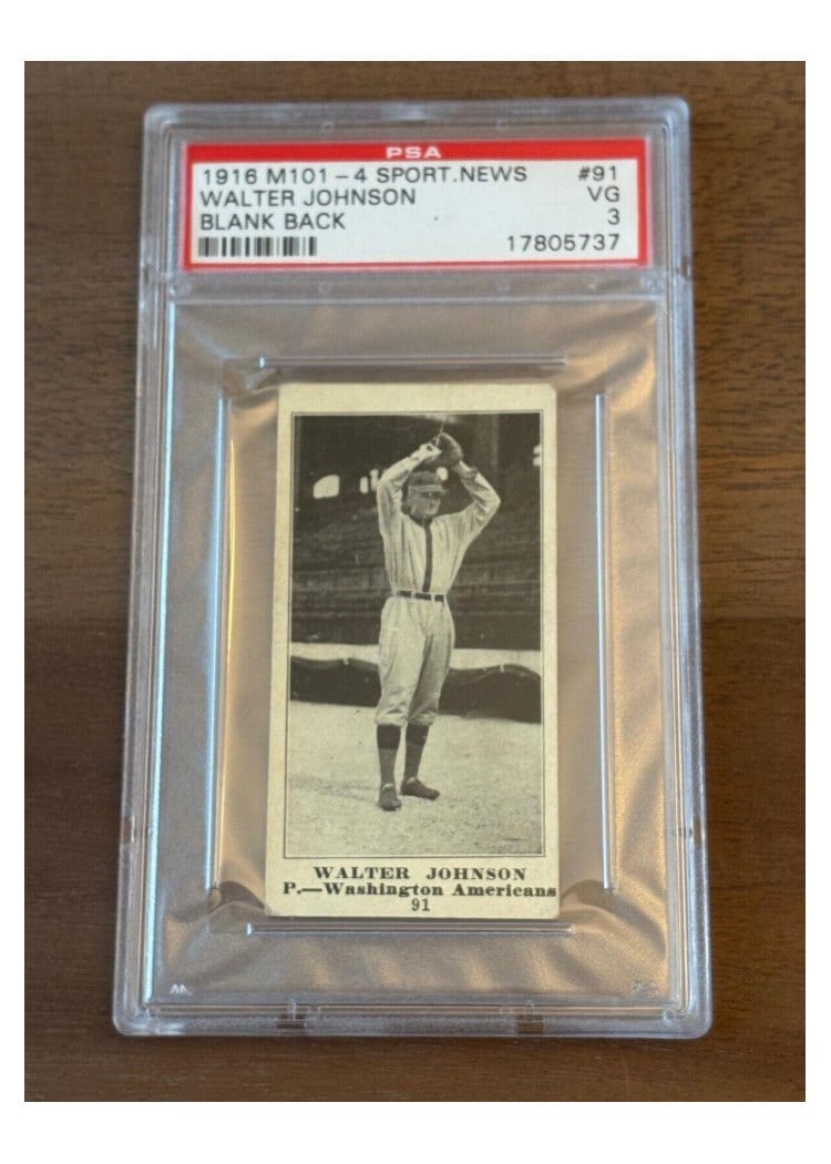 1916 M101 4 Sporting News Walter Johnson #91 card