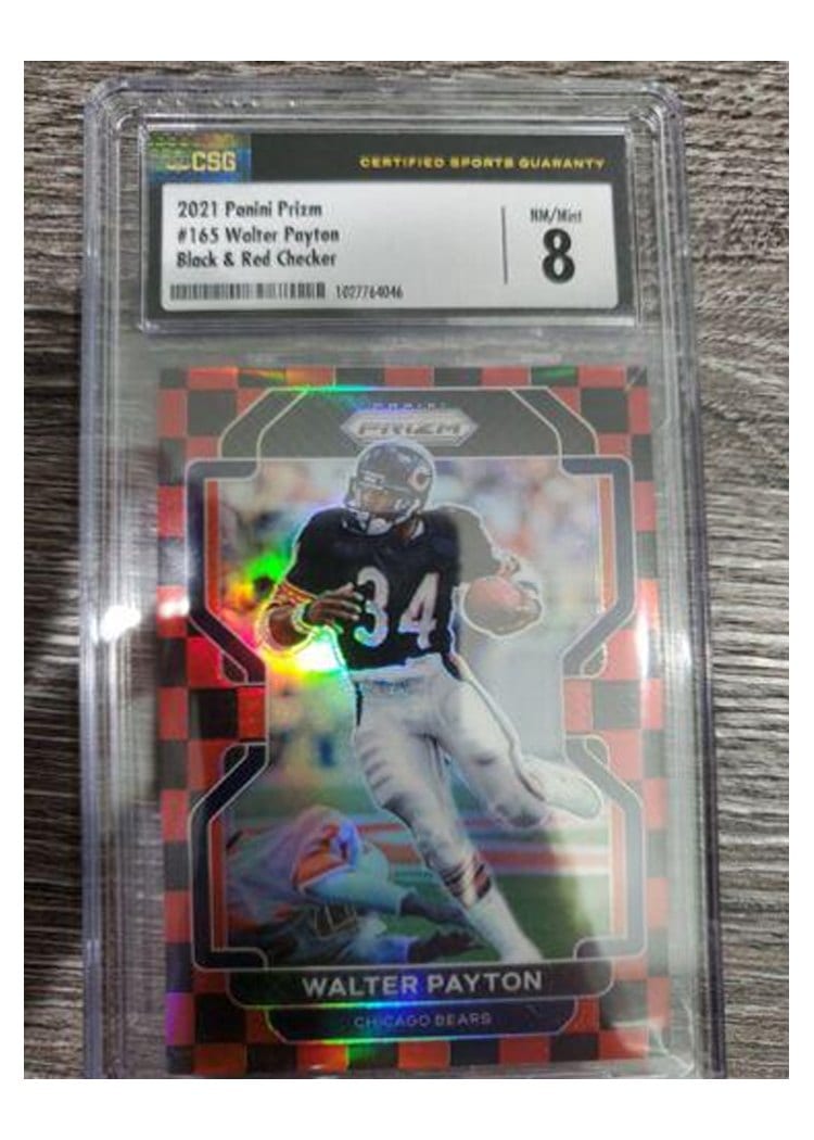 2021 Panini Prizm Base Set Walter Payton Black and Red Checker Prizm #165 card