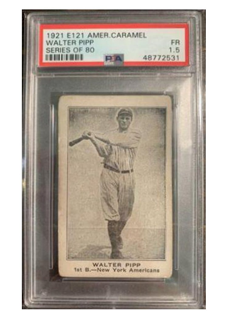 1921 E121 American Caramel Series of 80 Walter Pipp card
