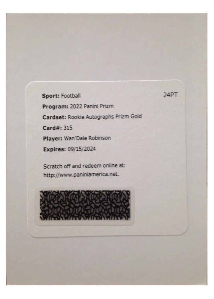 2022 Panini Prizm Base Set Wan'Dale Robinson #315 card
