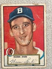 1952 Topps Warren Spahn Black Back #33 card