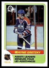 1986 O-Pee-Chee Wayne Gretzky Assists Leaders #259 card