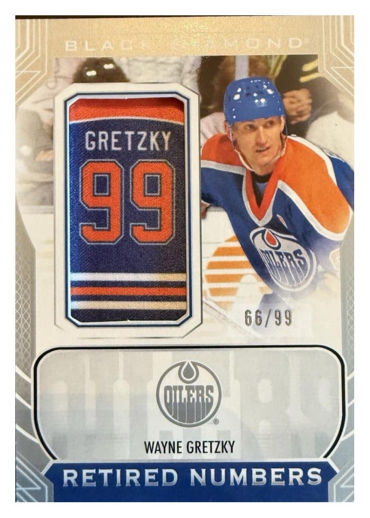 2024-25 Upper Deck Black Diamond Oilers Retired Number Patches Wayne Gretzky #ORNP-WG card
