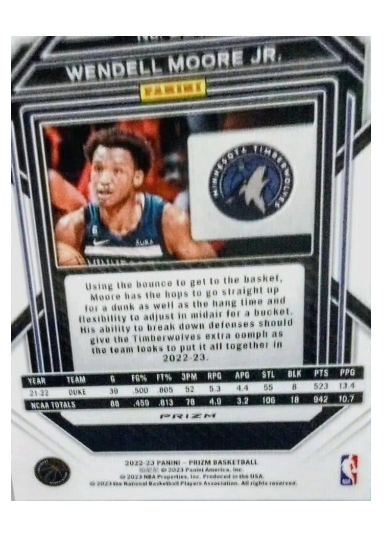 2022-23 Panini Prizm Base Set Wendell Moore Jr. #221 card