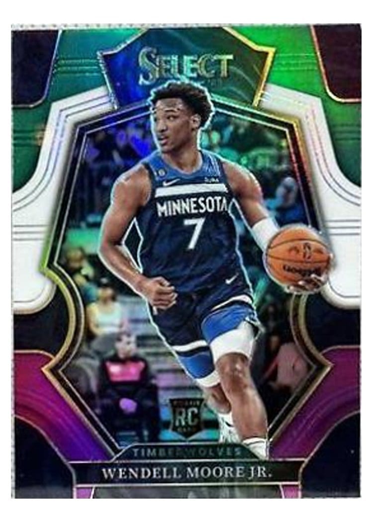 2022-23 Panini Select Base Set Wendell Moore Jr. Green White Purple Prizm #200 card