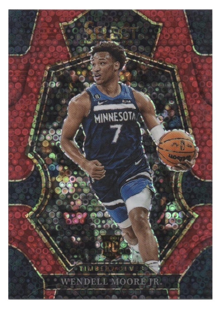 2022-23 Panini Select Base Set Wendell Moore Jr. Red Disco Prizm #200 card