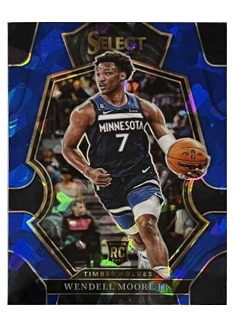 2022-23 Panini Select Base Set Wendell Moore Jr. Blue Cracked Ice Prizm #299 card
