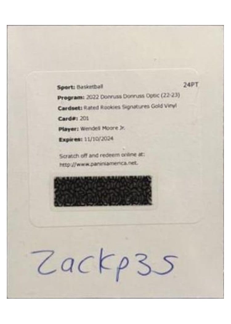 2022 Panini Donruss Optic Wendell Moore Jr. #201 card