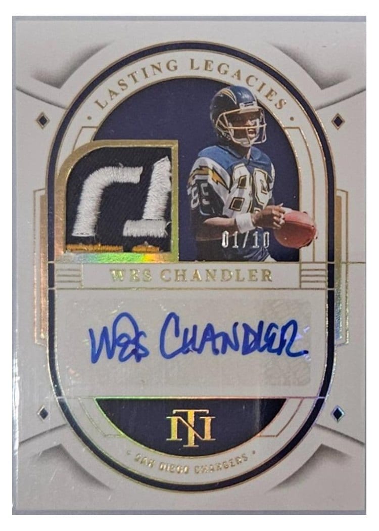 2023 Panini National Treasures Lasting Legacies Wes Chandler #LLE-WCH card
