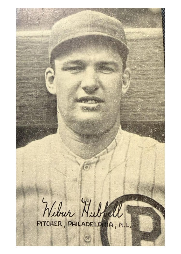 1922 Exhibits Wibur Hubbell Wilbert card