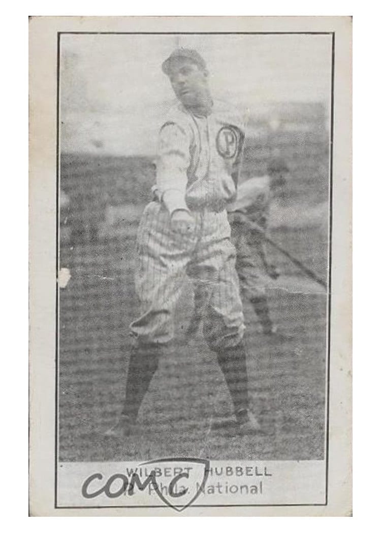 1921 E220 National Caramel Wilbert Hubbell card