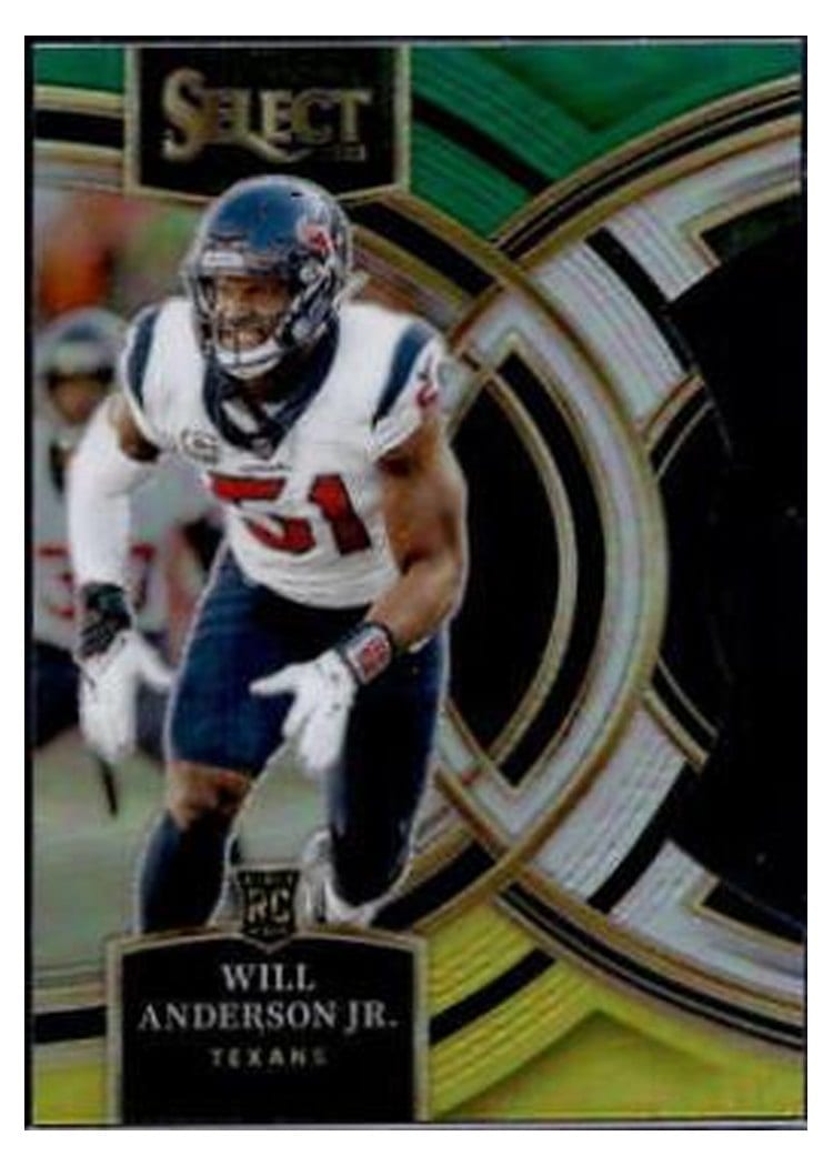 2023 Panini Select Base Set Will Anderson Jr. Green Yellow Prizm Die-Cut #125 card