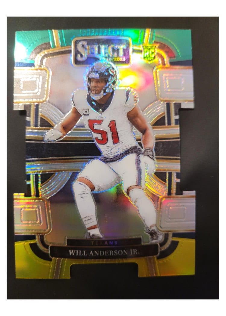 2023 Panini Select Base Set Will Anderson Jr. Green Yellow Prizm Die-Cut #40 card