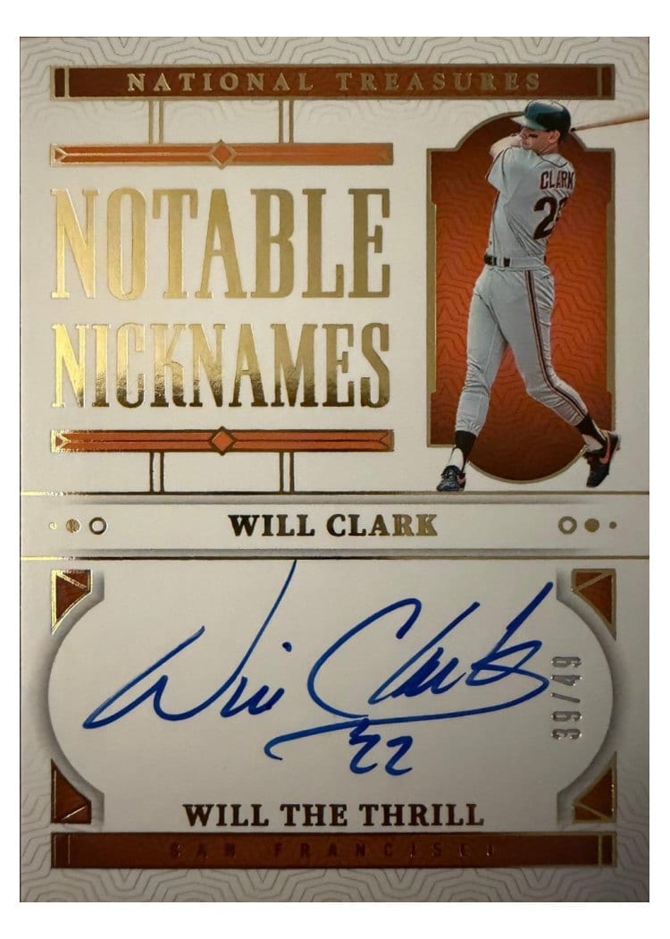 2024 Panini National Treasures Notable Nicknames Will Clark #8 card