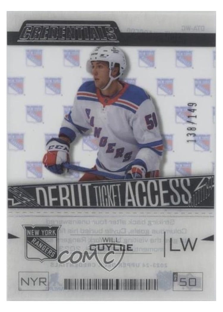 2023-24 Upper Deck Credentials Acetate Debut Ticket Access Will Cuylle #DTA-WC card