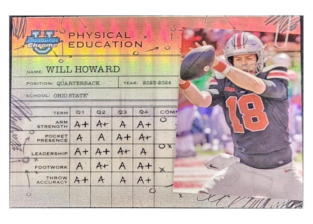 2024 Bowman University Chrome Physical Education Set Will Howard #PE-9 card