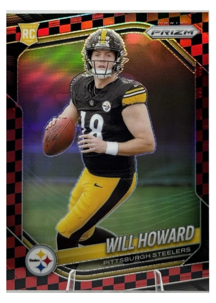 2025 Panini Prizm Base Set Will Howard Black Red Checker #367 card