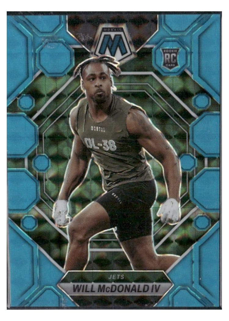 2023 Panini Mosaic Base Set Will McDonald IV Blue Fluorescent #378 card