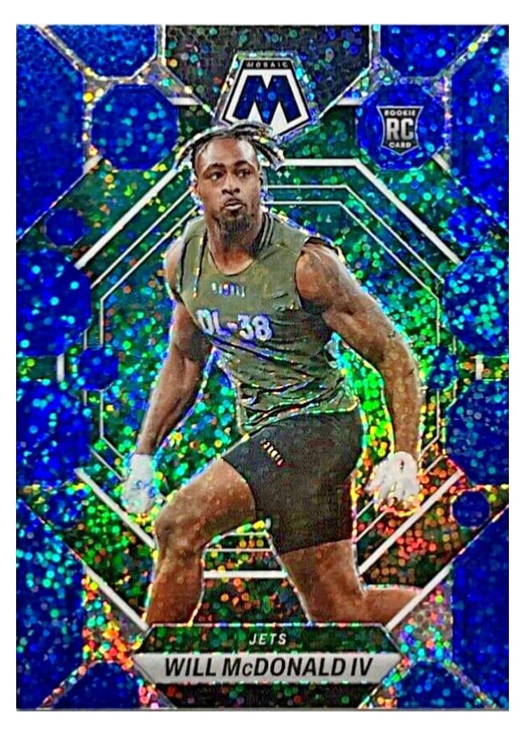 2023 Panini Mosaic Base Set Will McDonald IV Blue Sparkle #378 card