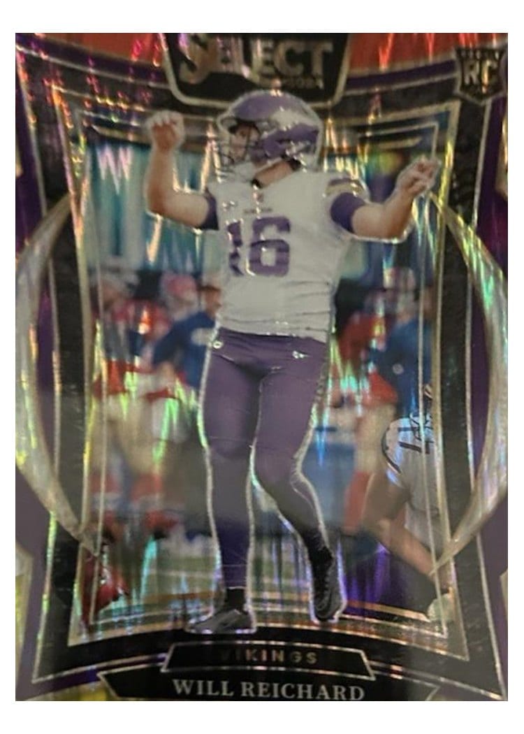 2024 Panini Select Base Set Will Reichard Red Yellow Prizm Shock #21 card