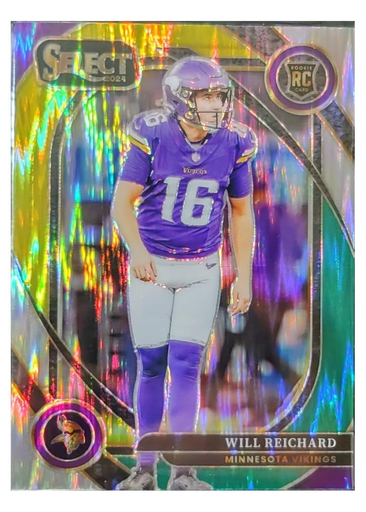 2024 Panini Select Base Set Will Reichard Green Yellow Prizm Shock #300 card