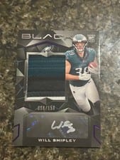 2024 Panini Black Rookie Patch Autographs Will Shipley #227 card
