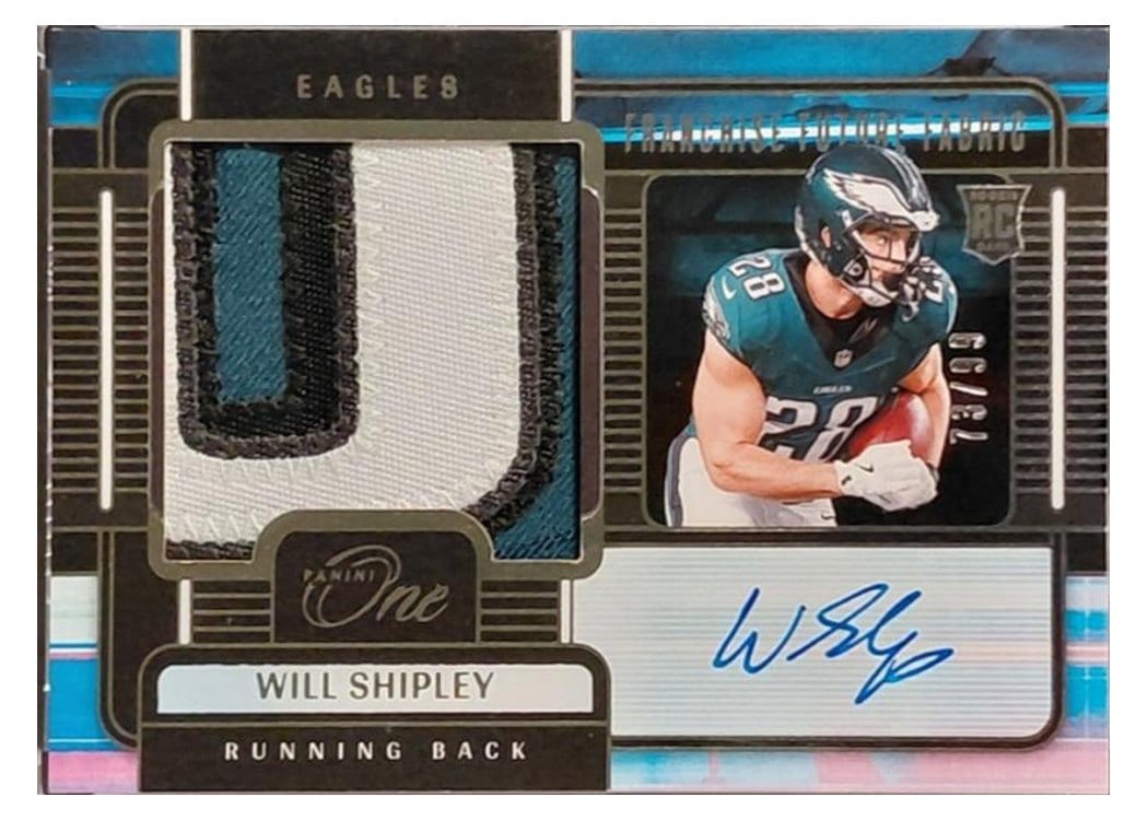 2024 Panini One Franchise Future Fabric Autographs Will Shipley #92 card