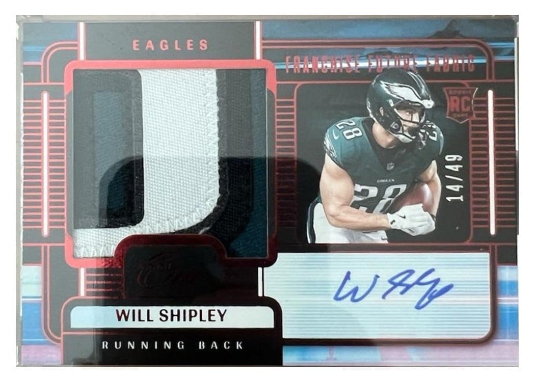 2024 Panini One Franchise Future Fabric Autographs Will Shipley #92 card