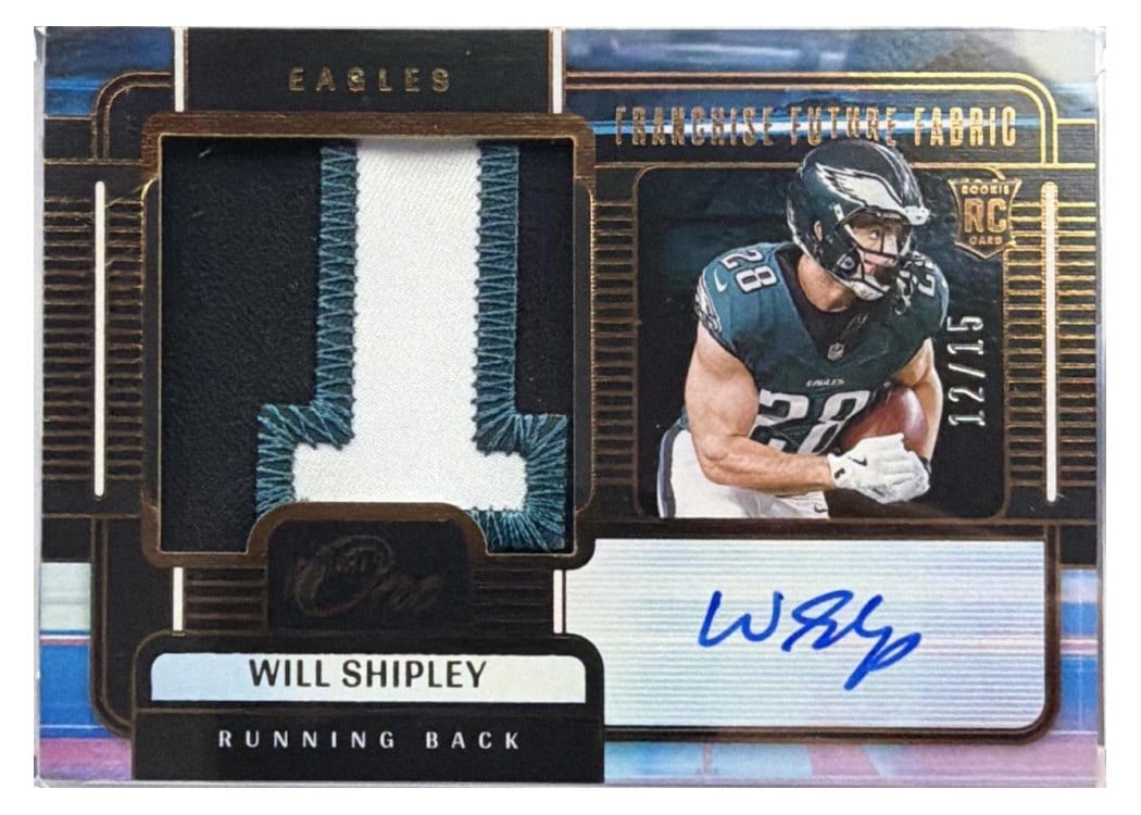 2024 Panini One Franchise Future Fabric Autographs Will Shipley #92 card
