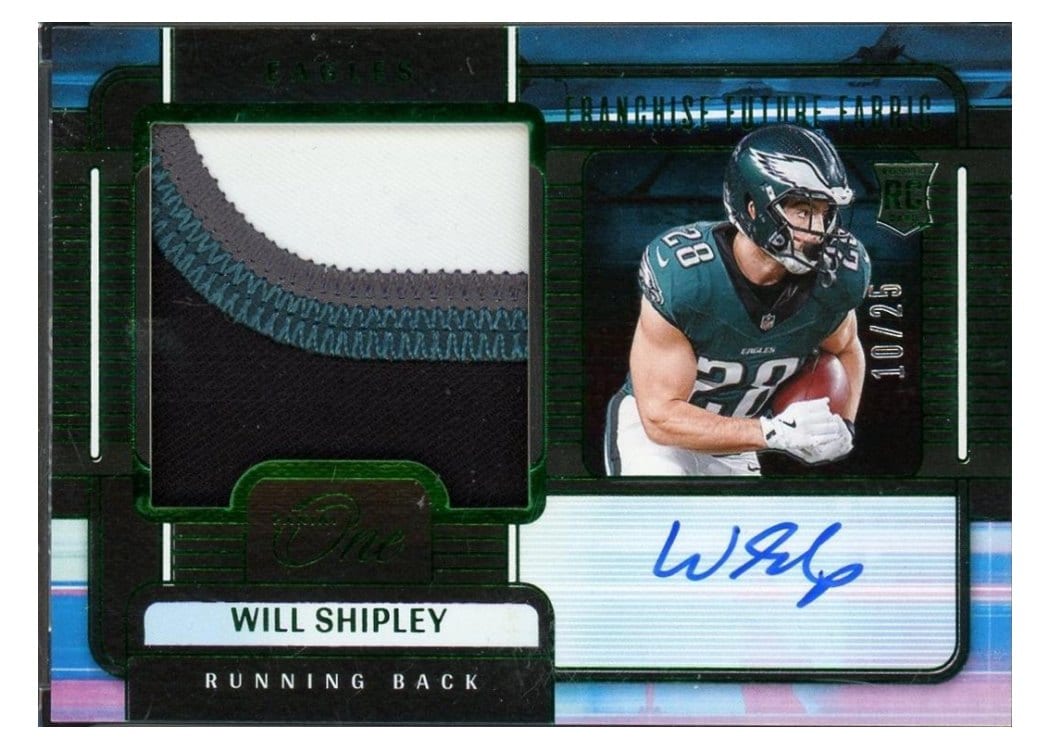 2024 Panini One Franchise Future Fabric Autographs Will Shipley #92 card