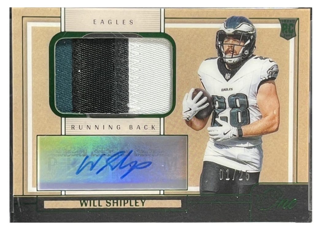 2024 Panini One Premium Rookie Patch Autographs Will Shipley #126 card
