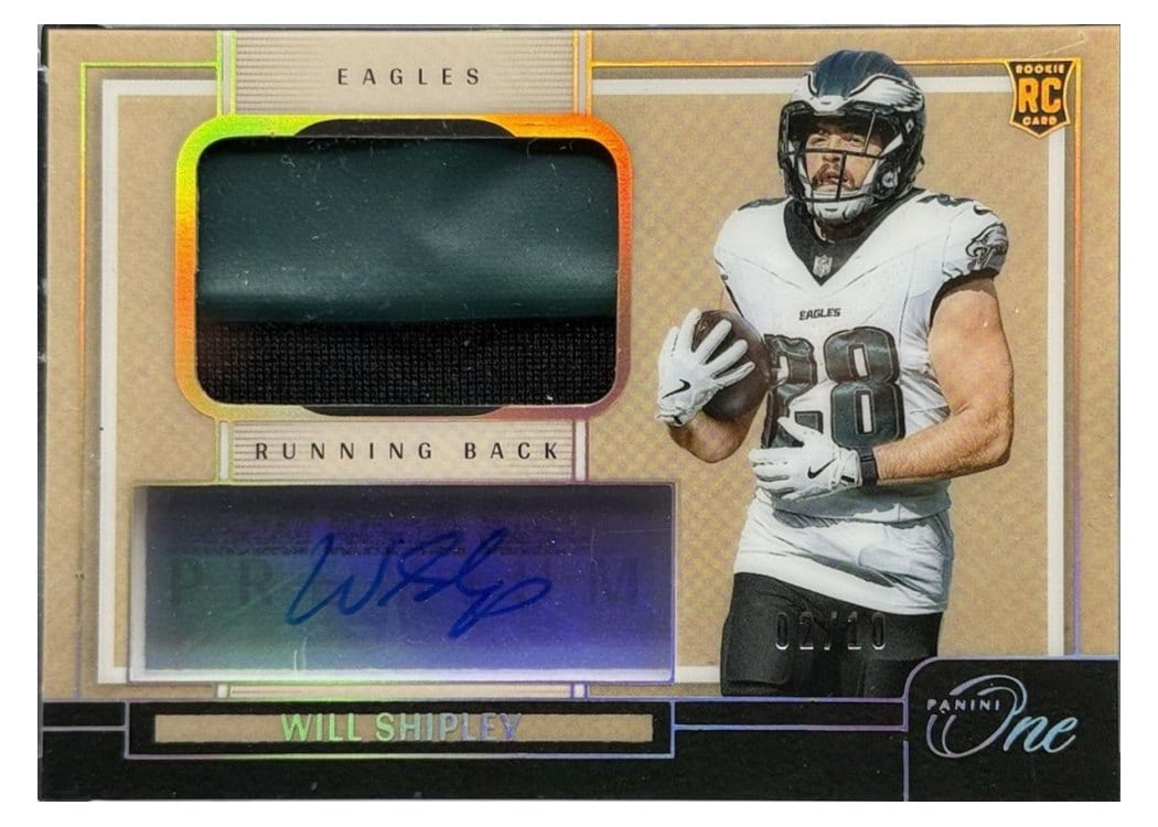2024 Panini One Premium Rookie Patch Autographs Will Shipley #126 card