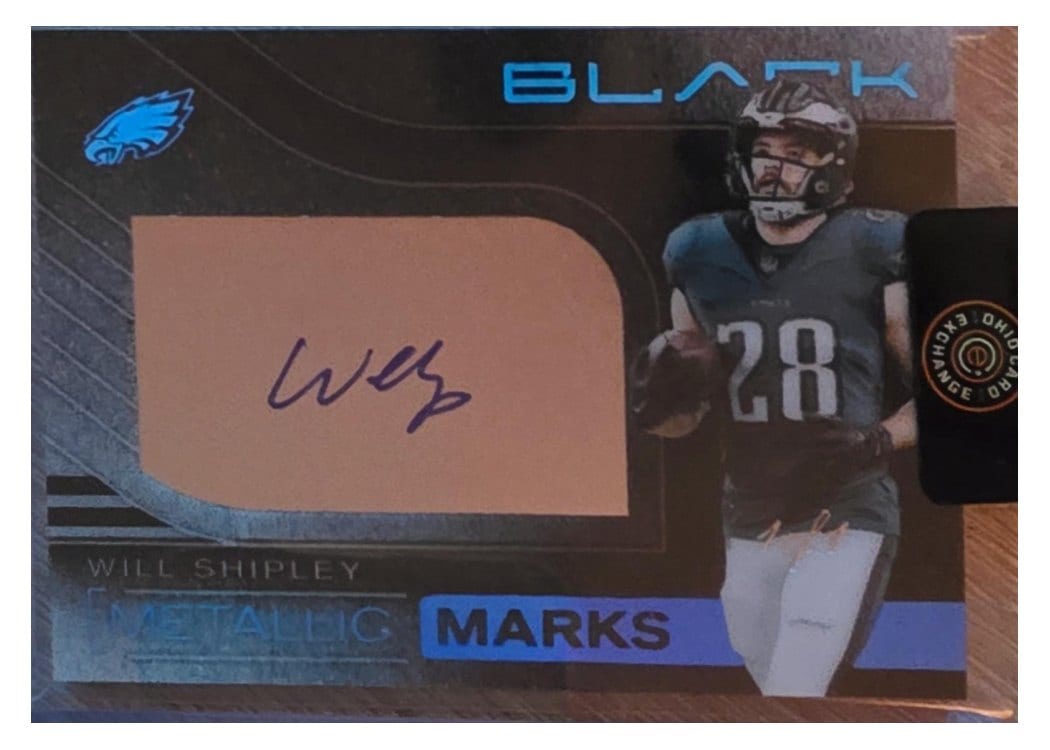 2025 Panini Black Metallic Marks Will Shipley #25 card